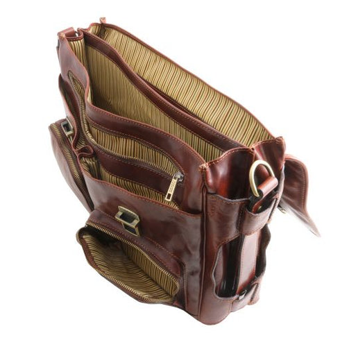 Ventimiglia - Leather multi compartment TL SMART briefcase with front pockets